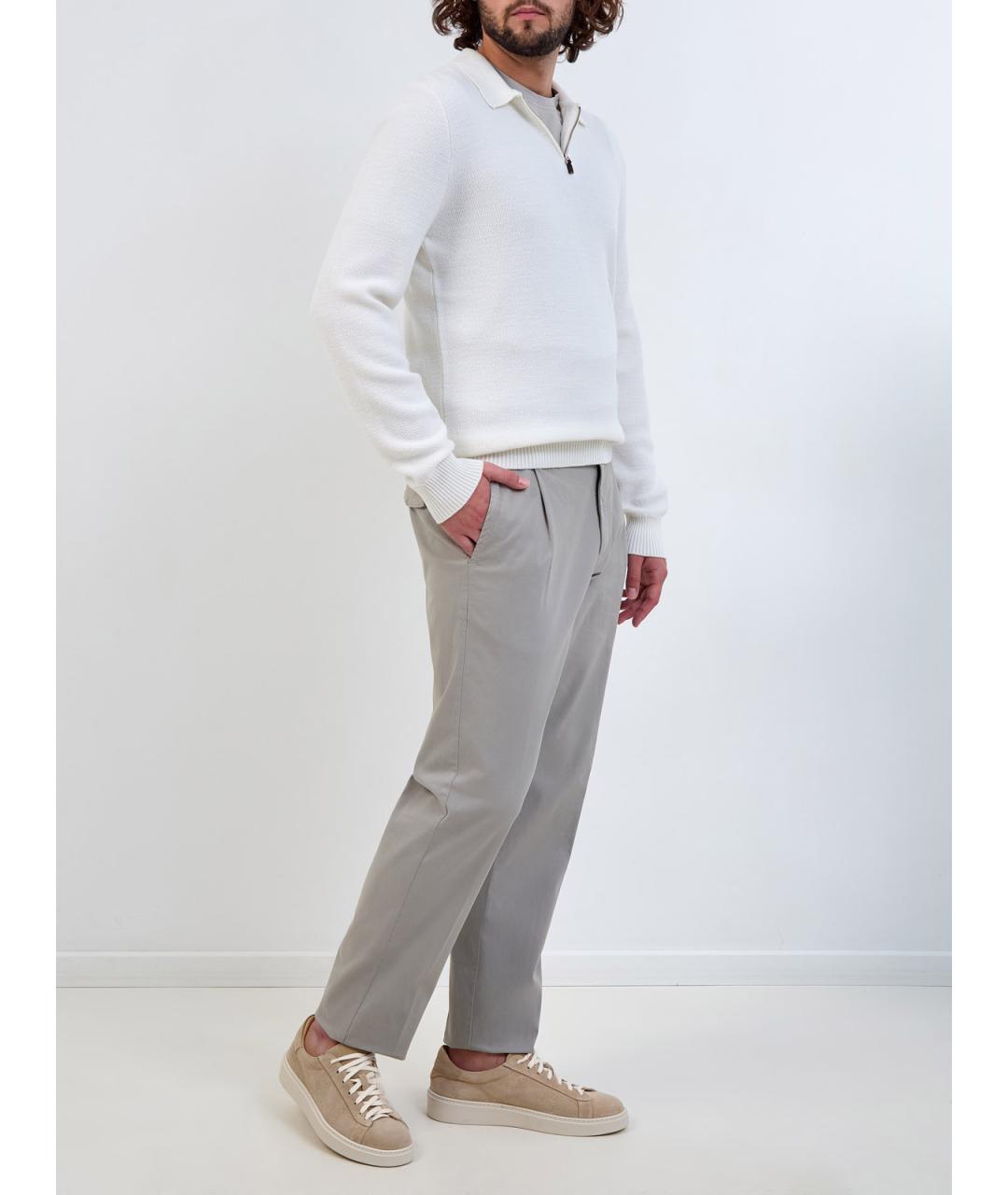 ELEVENTY Белое поло с длинным рукавом, фото 2