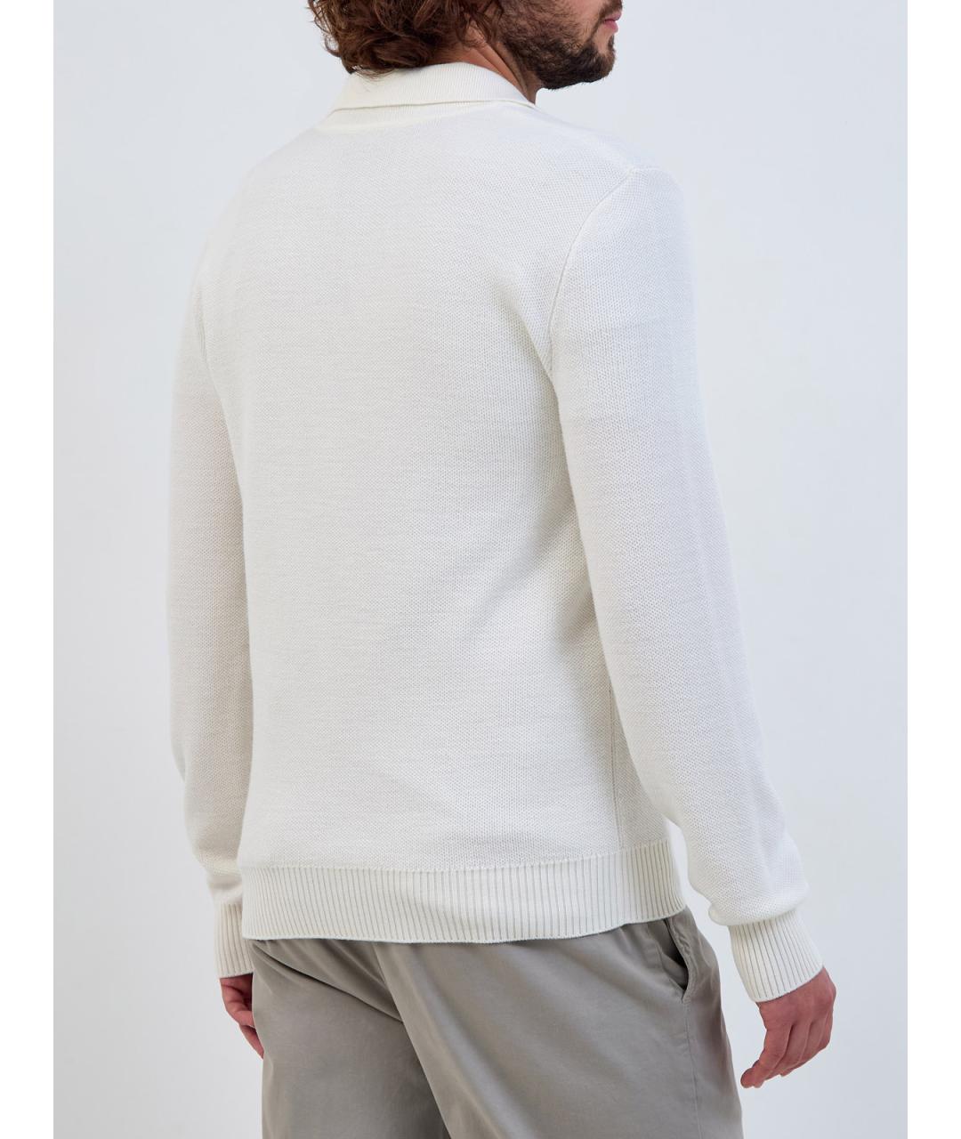 ELEVENTY Белое поло с длинным рукавом, фото 4