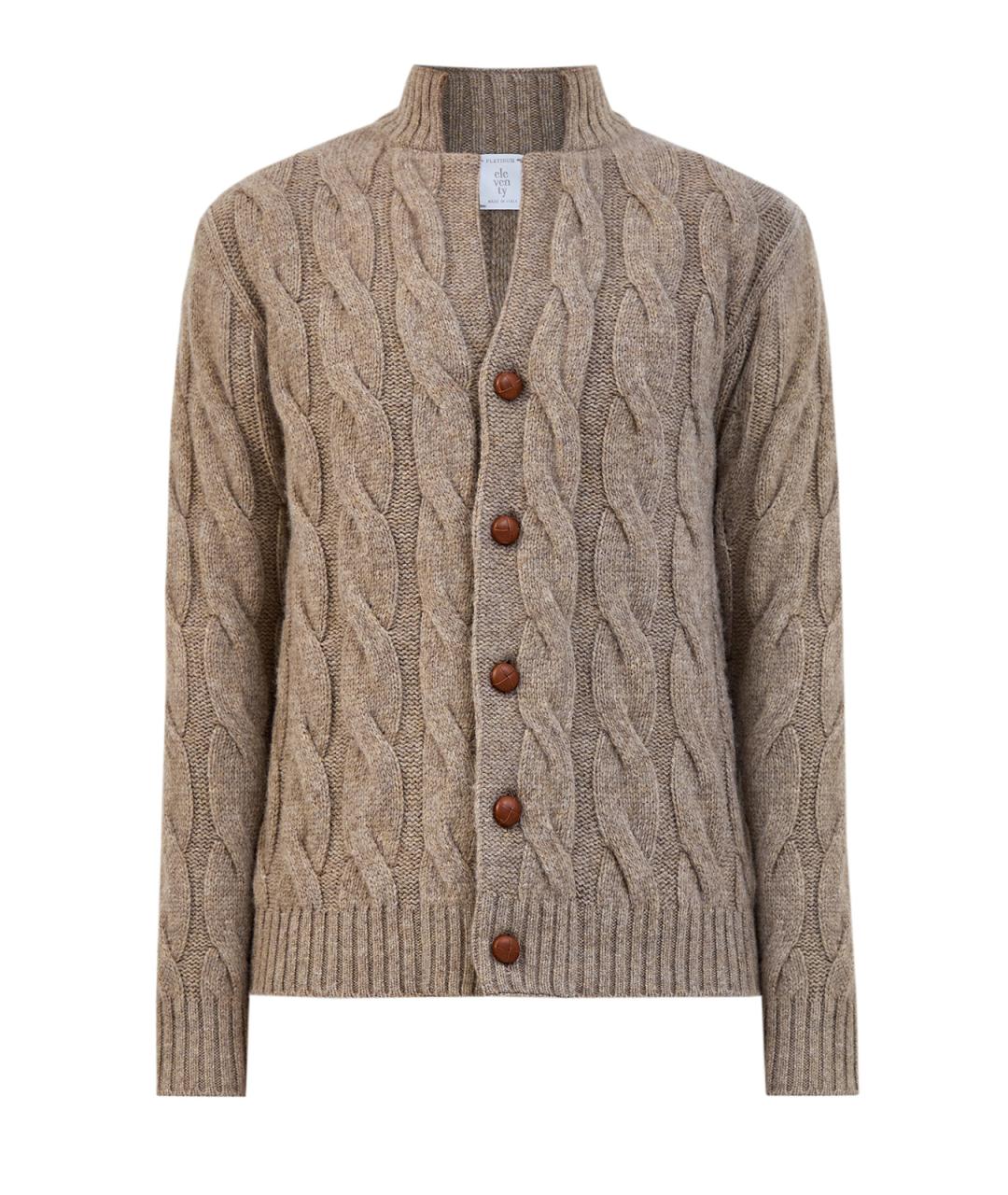 ELEVENTY Коричневый шерстяной кардиган, фото 1