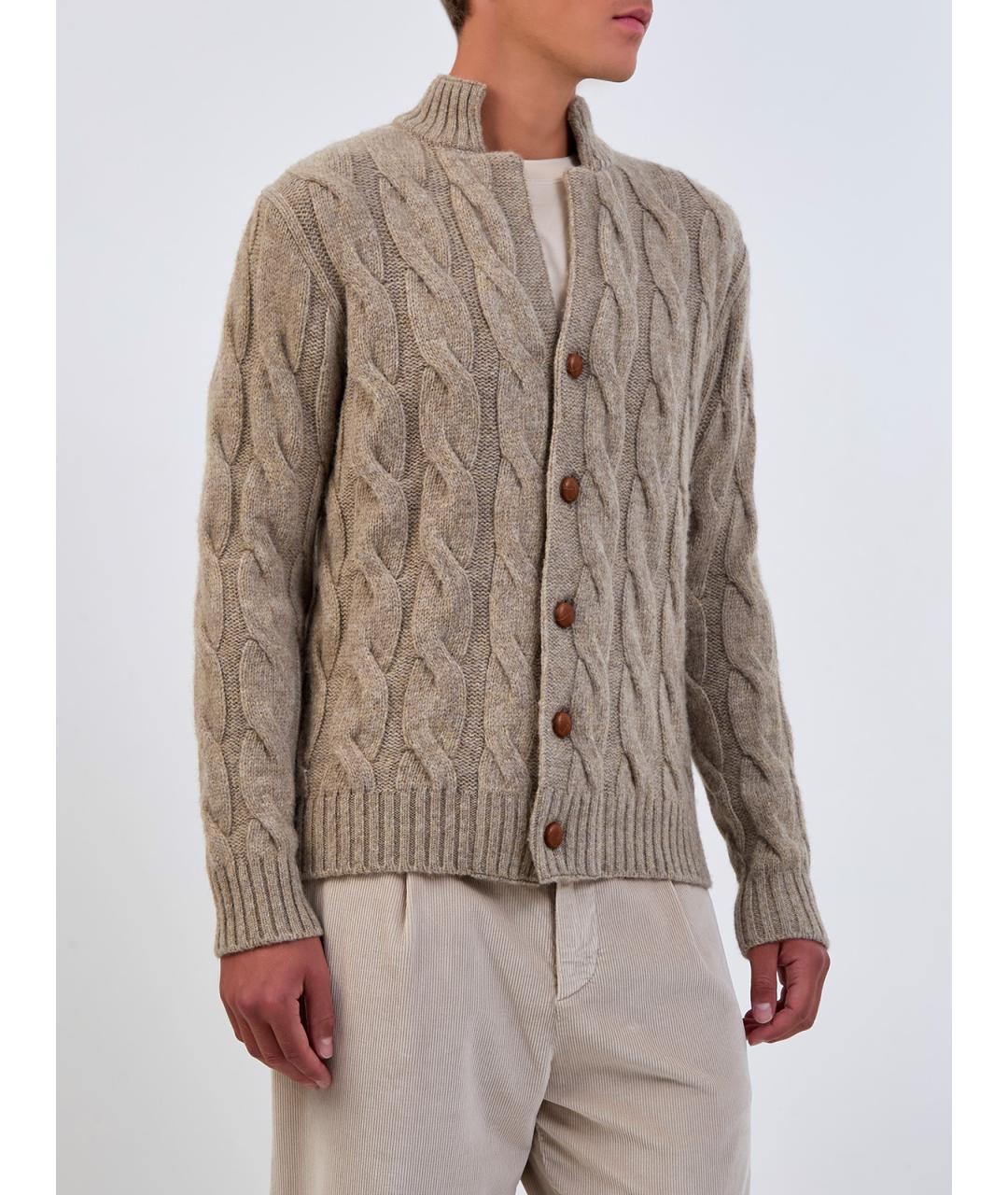 ELEVENTY Коричневый шерстяной кардиган, фото 3