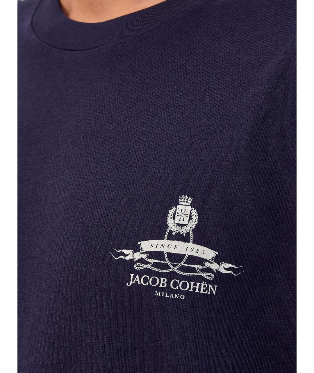 JACOB COHEN Темно-синяя хлопковая футболка, фото 5