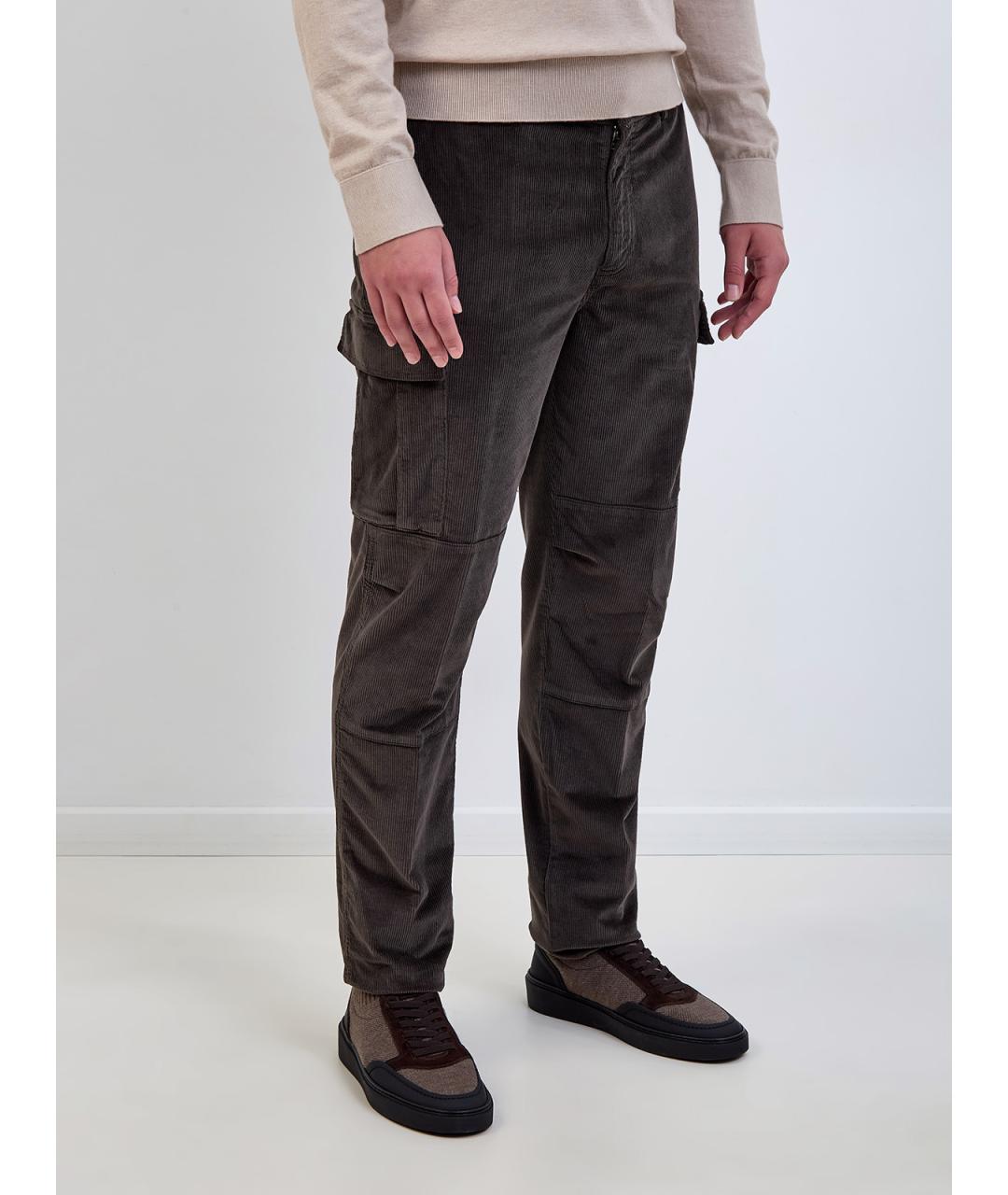 ELEVENTY Коричневые хлопковые повседневные брюки, фото 3