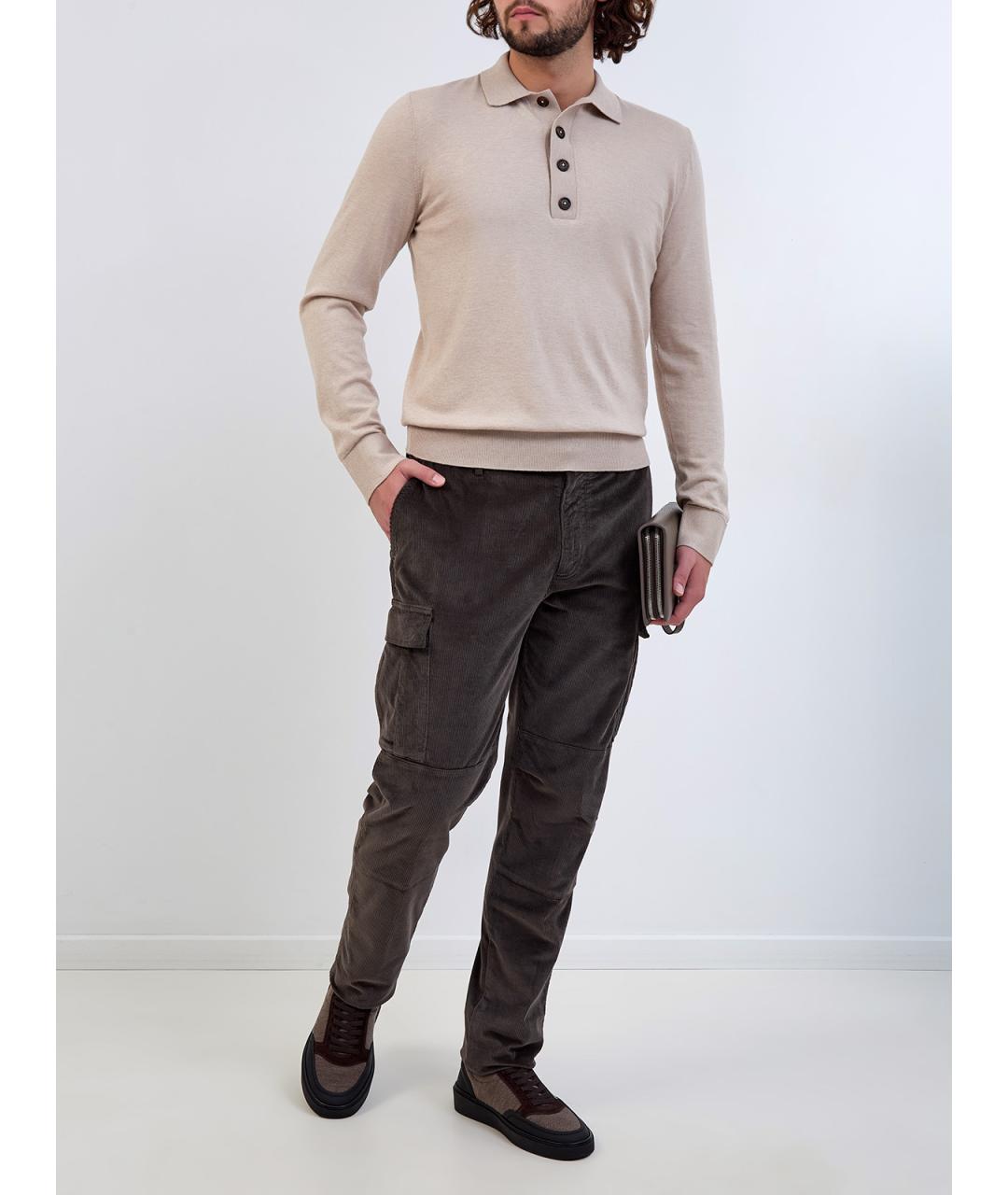 ELEVENTY Коричневые хлопковые повседневные брюки, фото 2