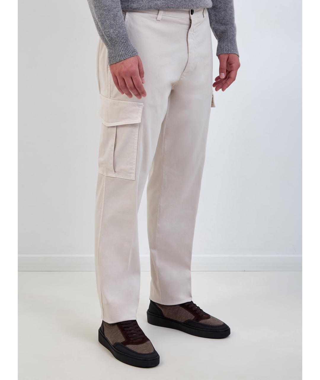 ELEVENTY Бежевые хлопковые повседневные брюки, фото 3