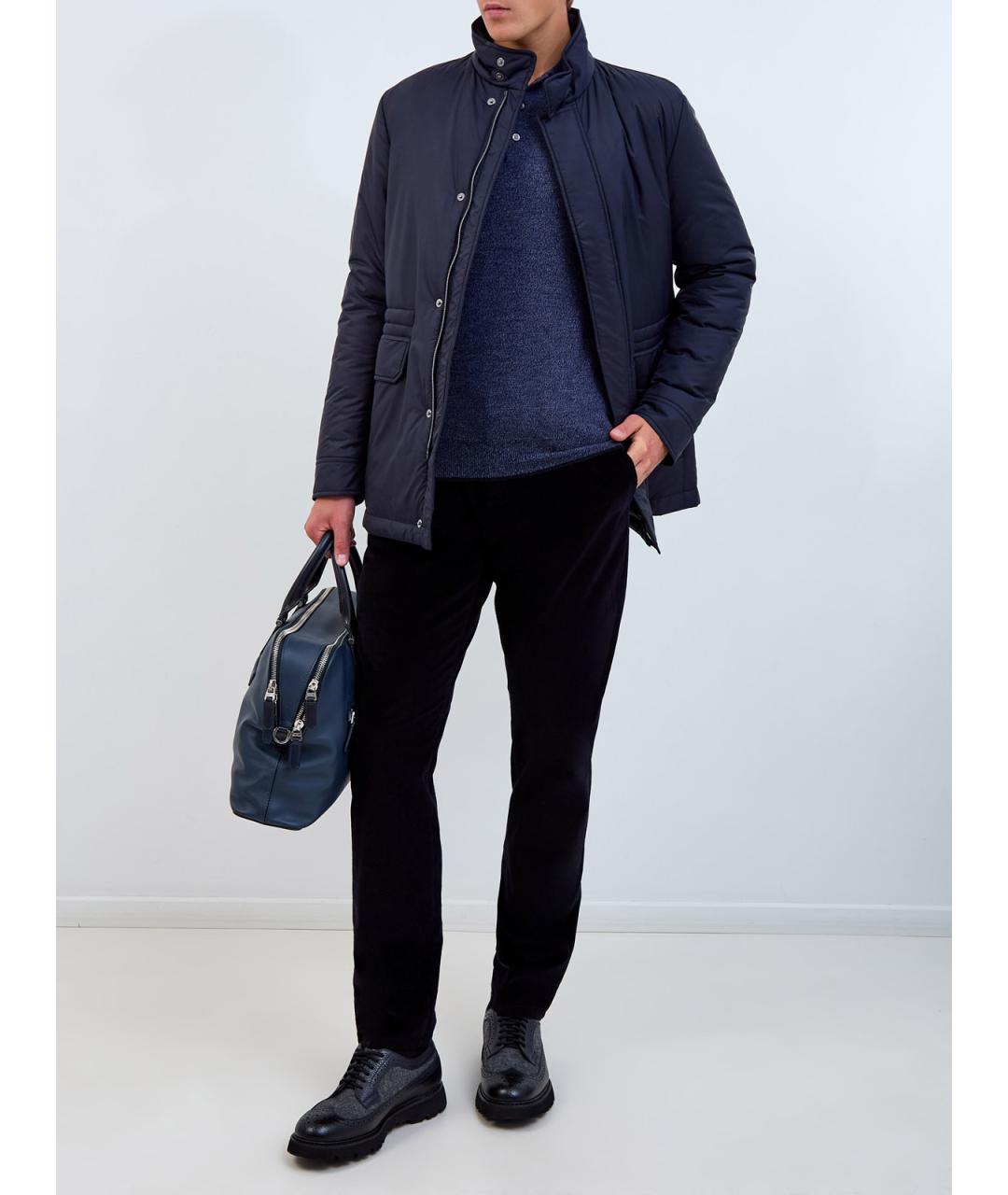 CANALI Синие хлопковые повседневные брюки, фото 2