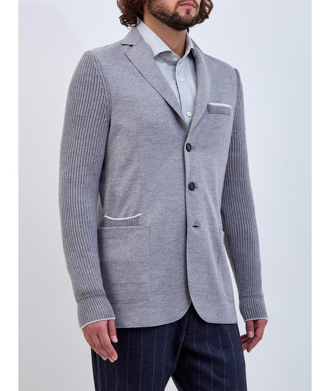 ELEVENTY Серый шерстяной пиджак, фото 3