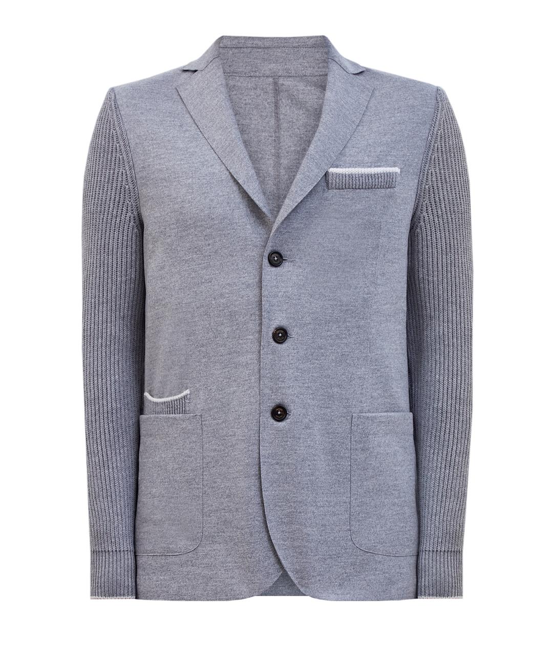 ELEVENTY Серый шерстяной пиджак, фото 1