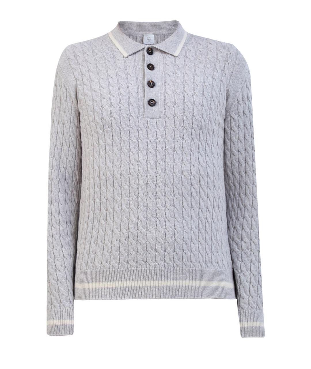 ELEVENTY Серое поло с длинным рукавом, фото 1