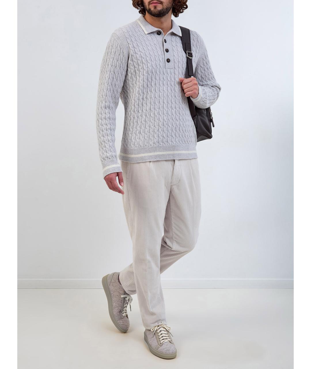 ELEVENTY Серое поло с длинным рукавом, фото 2