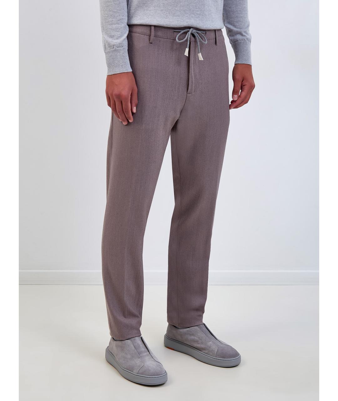 ELEVENTY Фиолетовые шерстяные повседневные брюки, фото 3