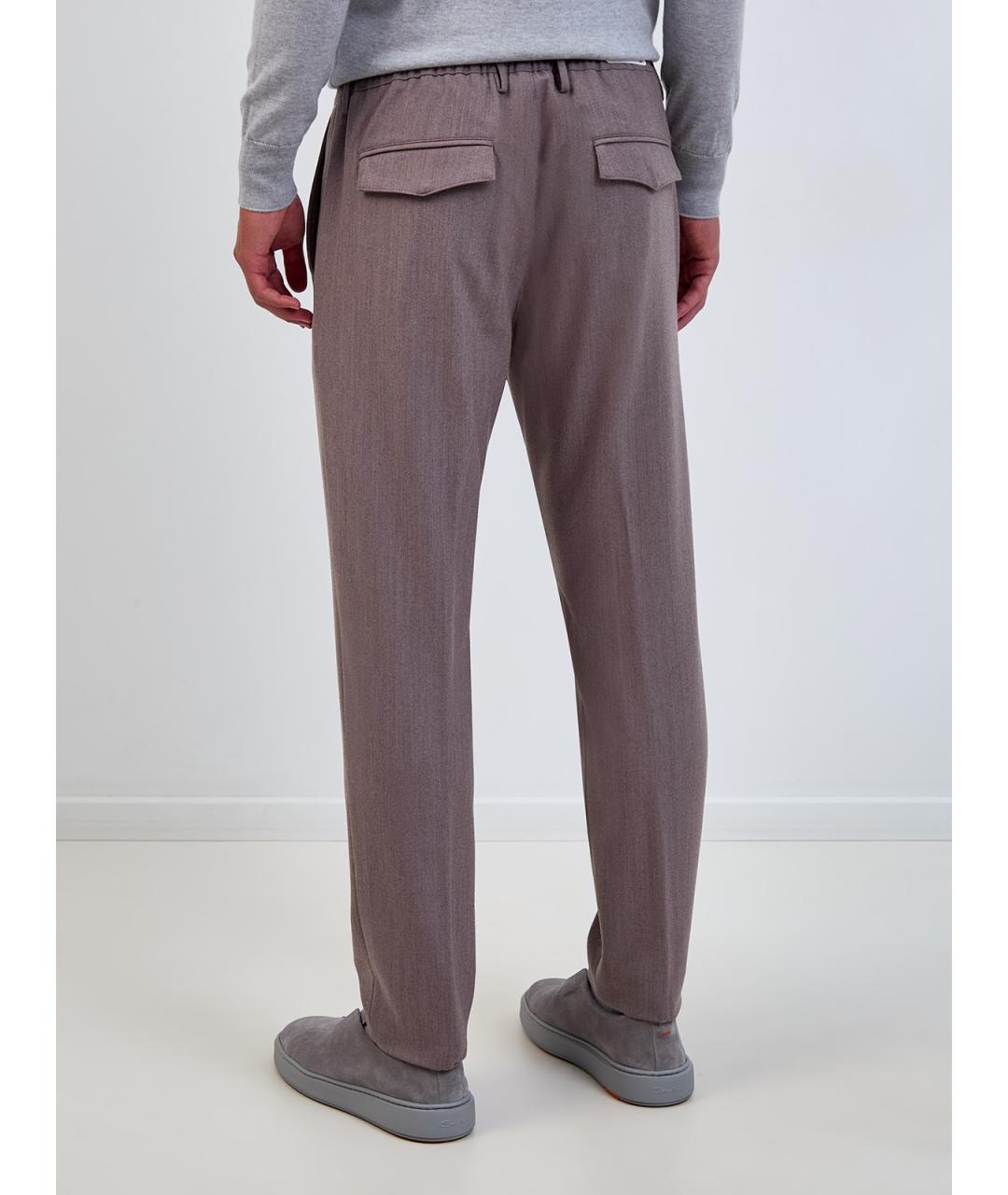 ELEVENTY Фиолетовые шерстяные повседневные брюки, фото 4