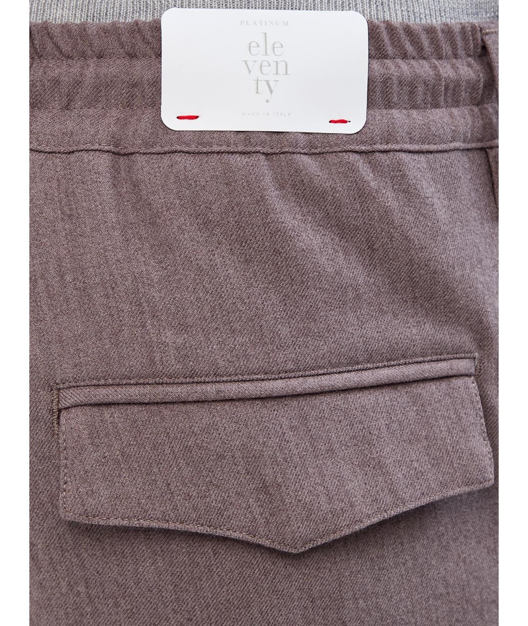 ELEVENTY Фиолетовые шерстяные повседневные брюки, фото 5