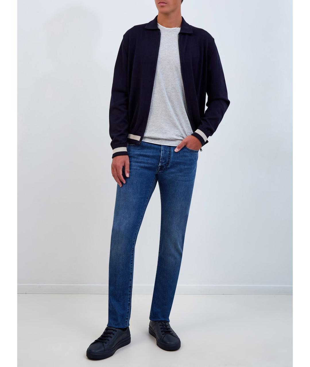 JACOB COHEN Синие хлопковые прямые джинсы, фото 2