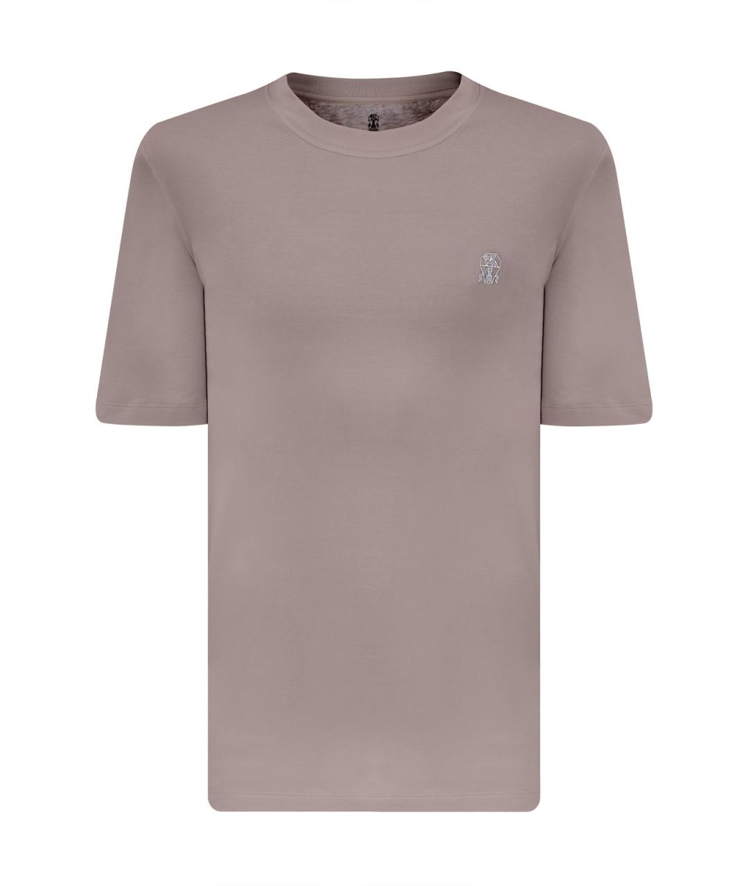 BRUNELLO CUCINELLI Коричневая хлопковая футболка, фото 1