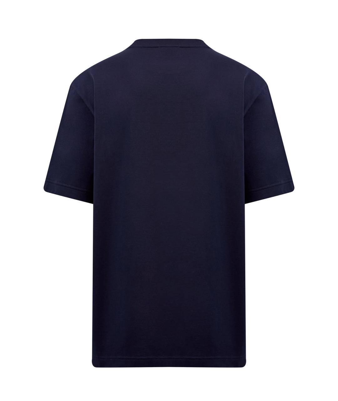 BURBERRY Синяя хлопковая футболка, фото 2