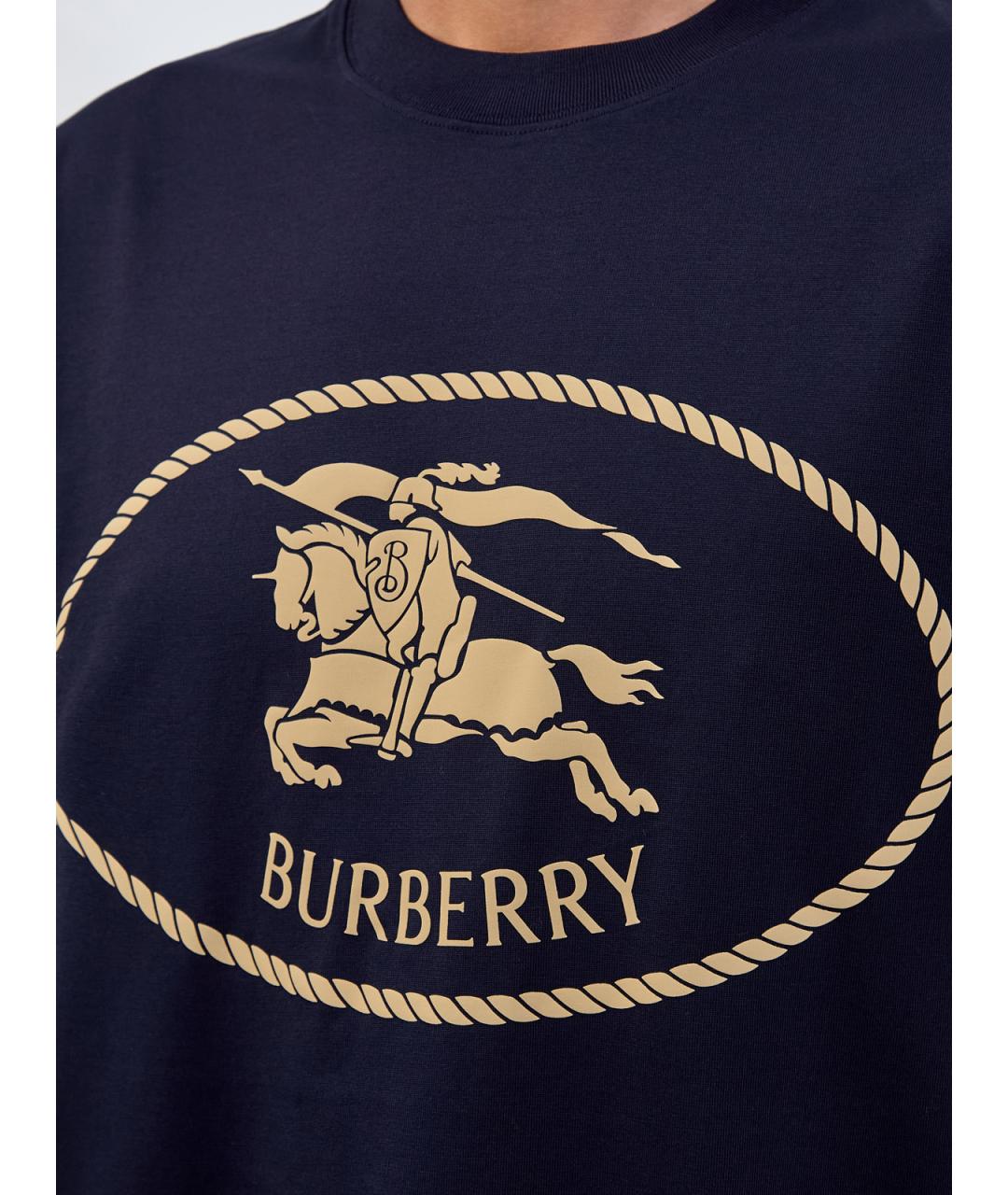 BURBERRY Синяя хлопковая футболка, фото 3