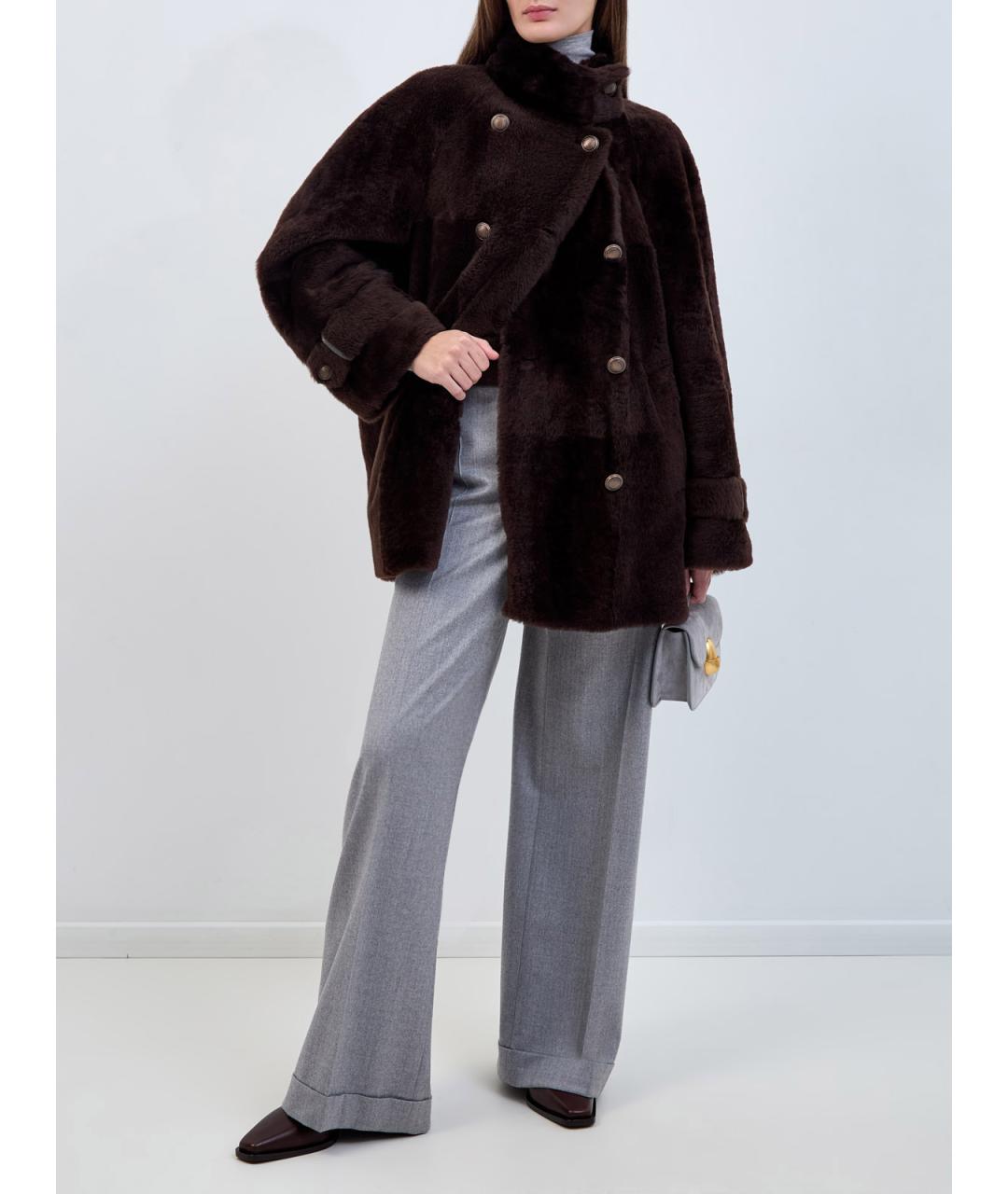 BRUNELLO CUCINELLI Коричневая меховая дубленка, фото 2