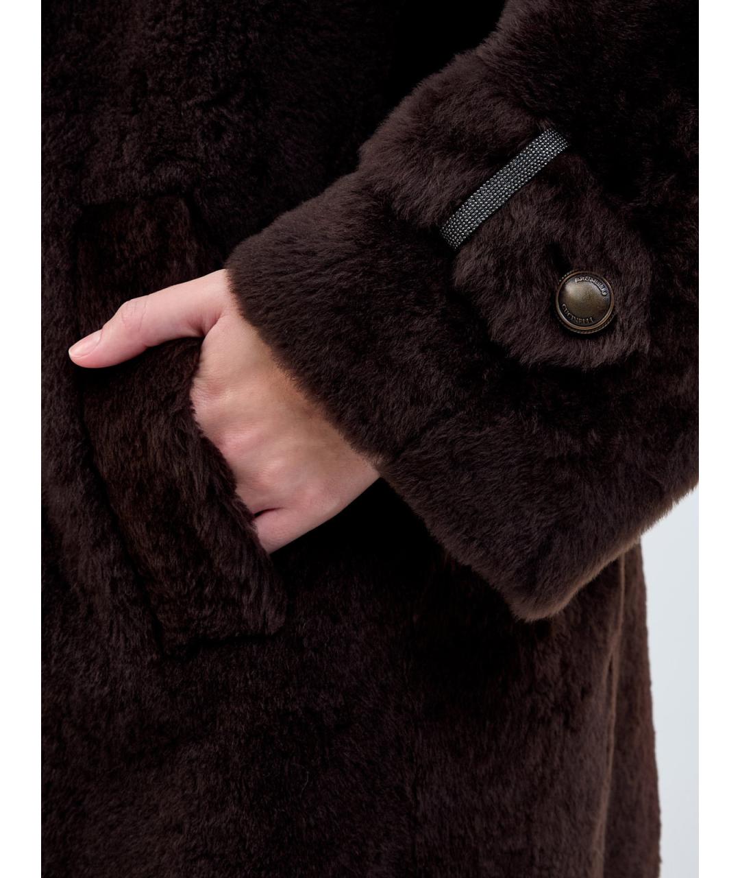 BRUNELLO CUCINELLI Коричневая меховая дубленка, фото 5