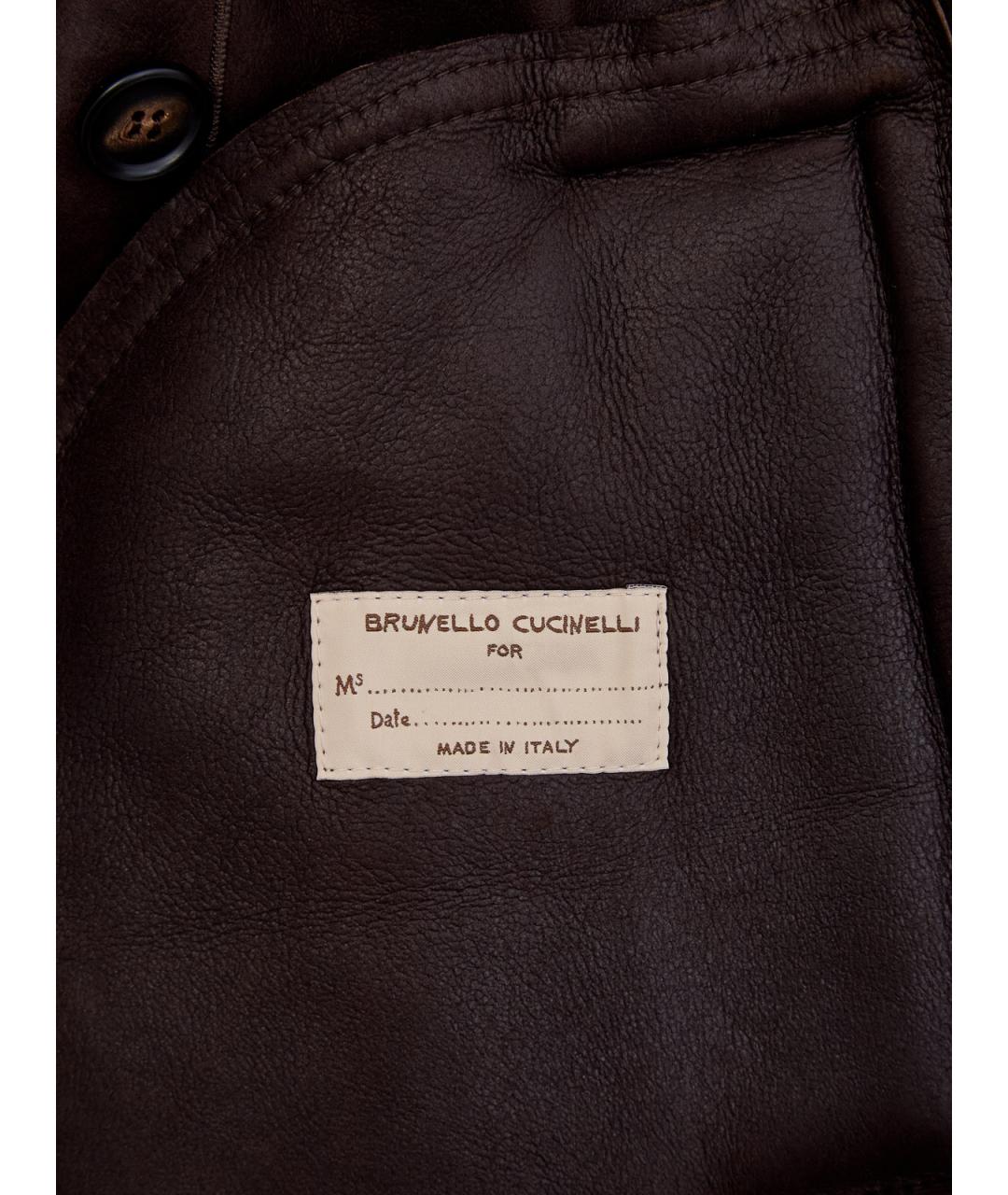 BRUNELLO CUCINELLI Коричневая меховая дубленка, фото 6