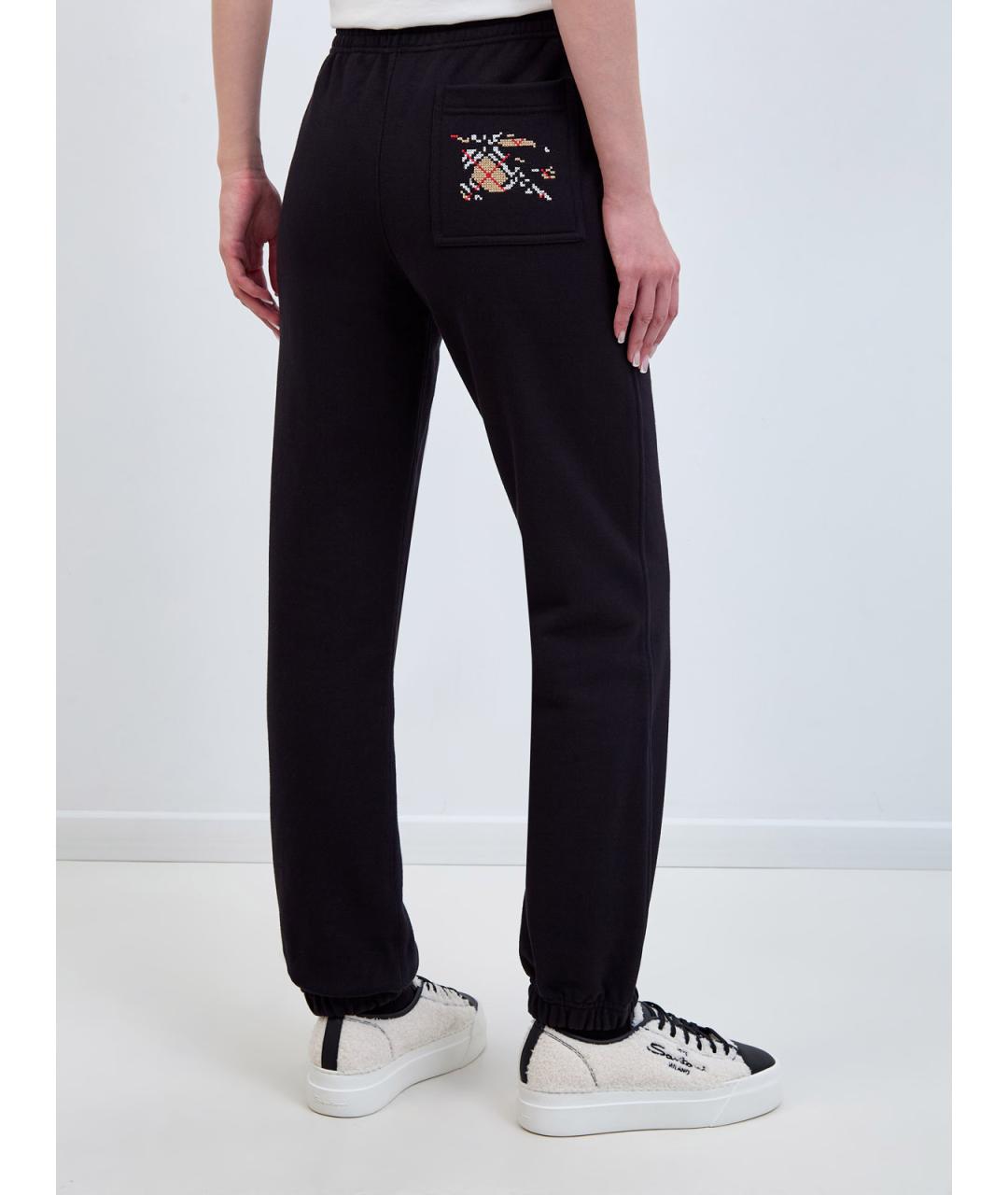 BURBERRY Черные хлопковые прямые брюки, фото 4