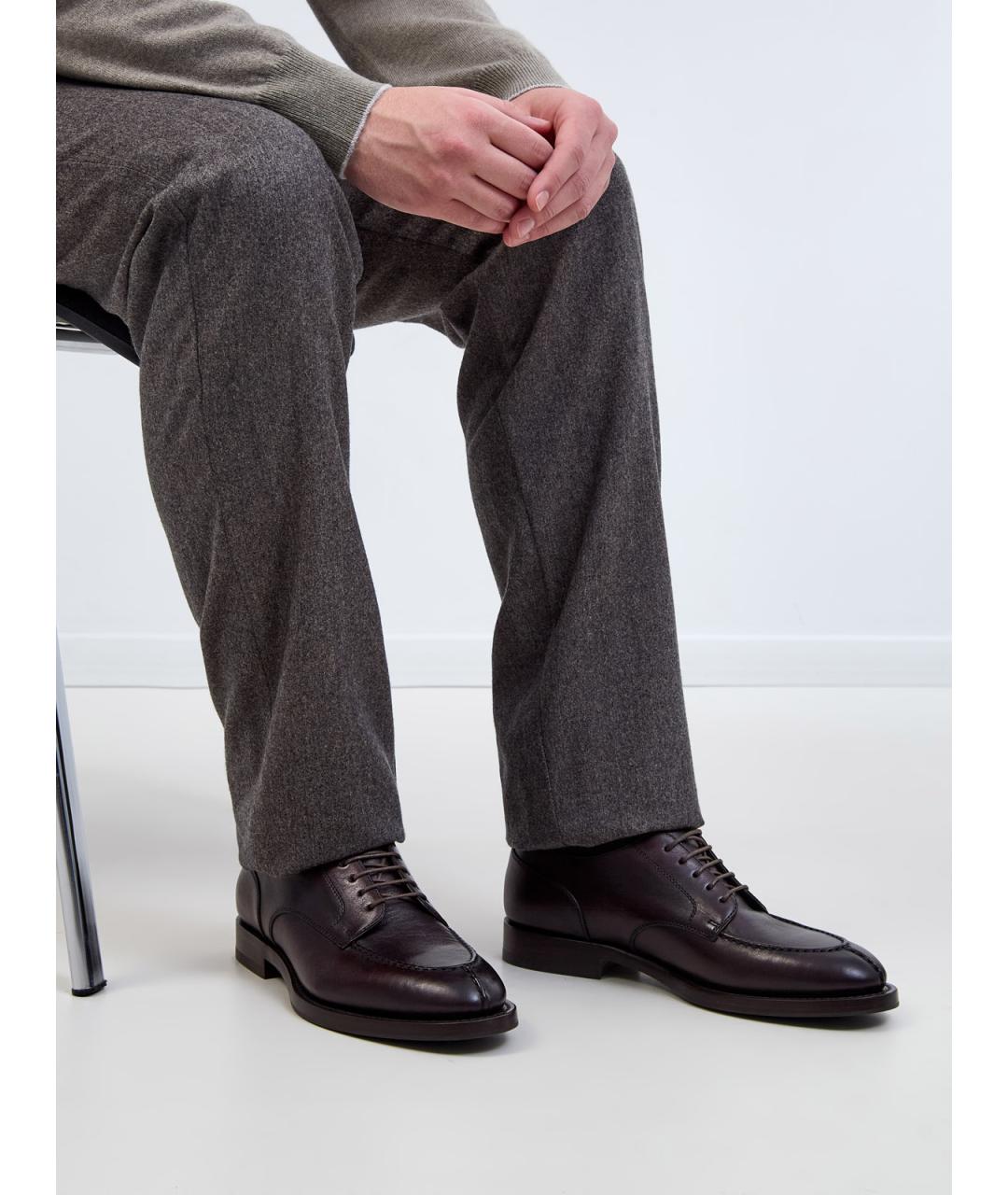 BRUNELLO CUCINELLI Коричневые кожаные туфли, фото 2