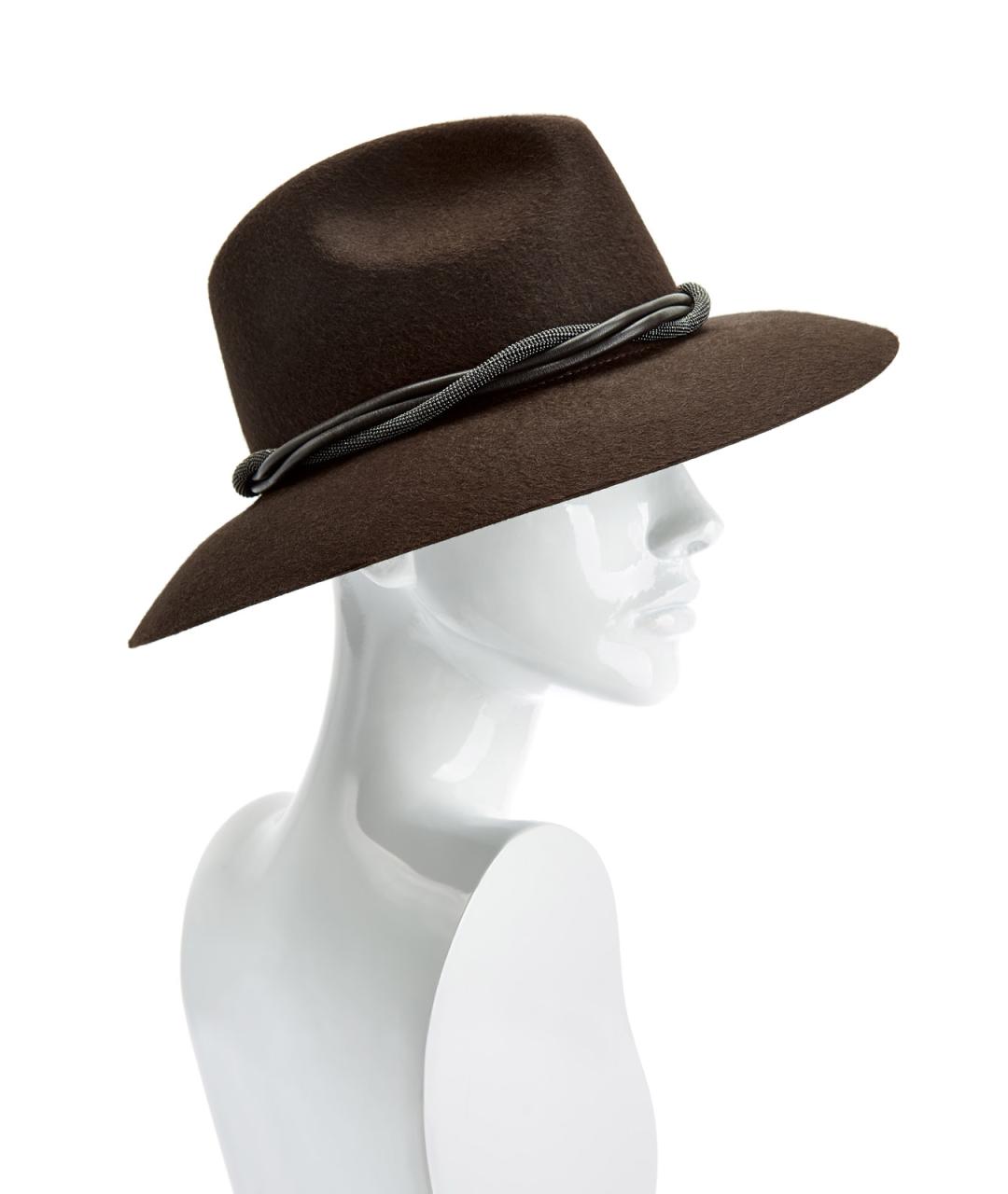 BRUNELLO CUCINELLI Коричневая шерстяная шляпа, фото 3
