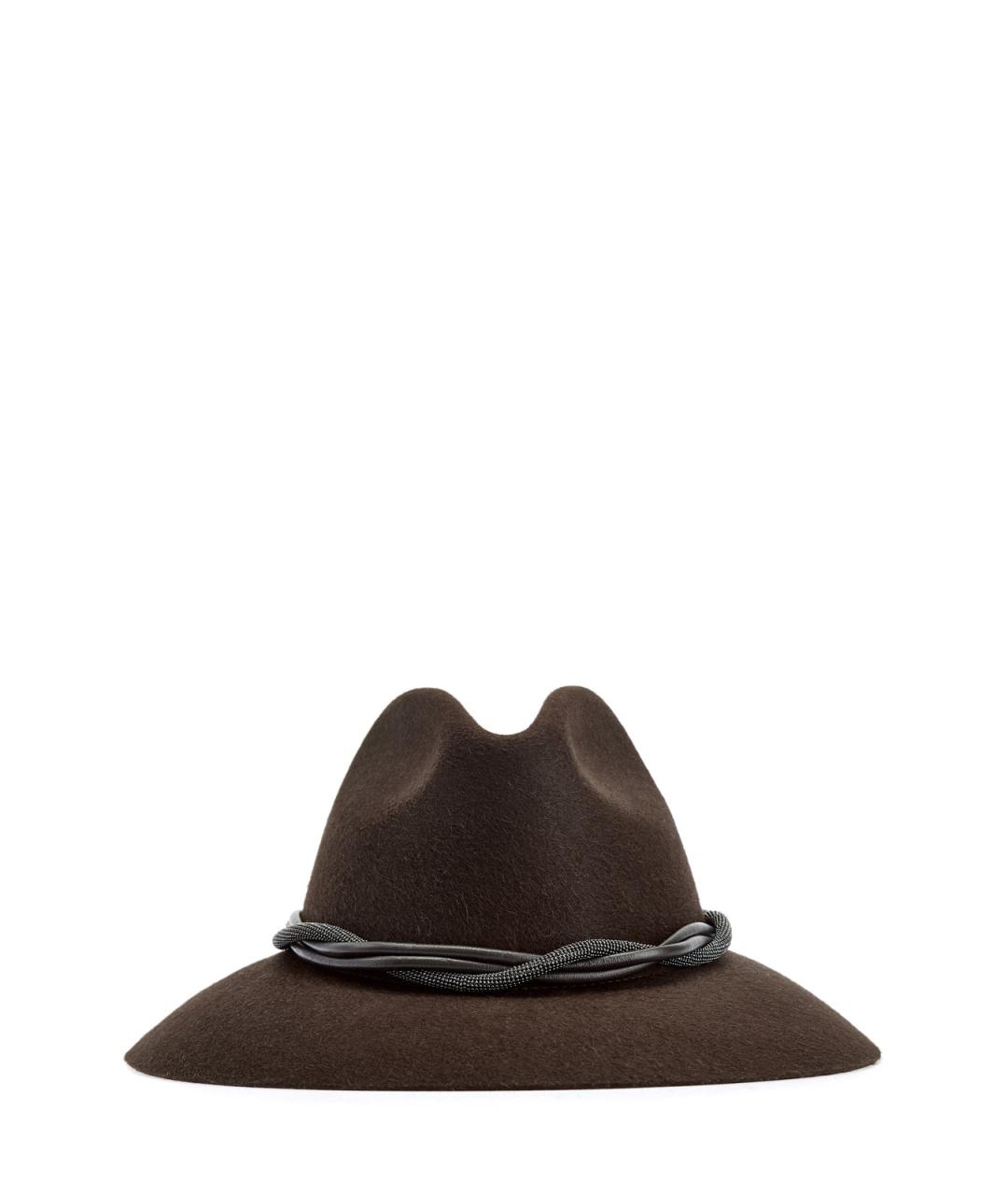 BRUNELLO CUCINELLI Коричневая шерстяная шляпа, фото 1