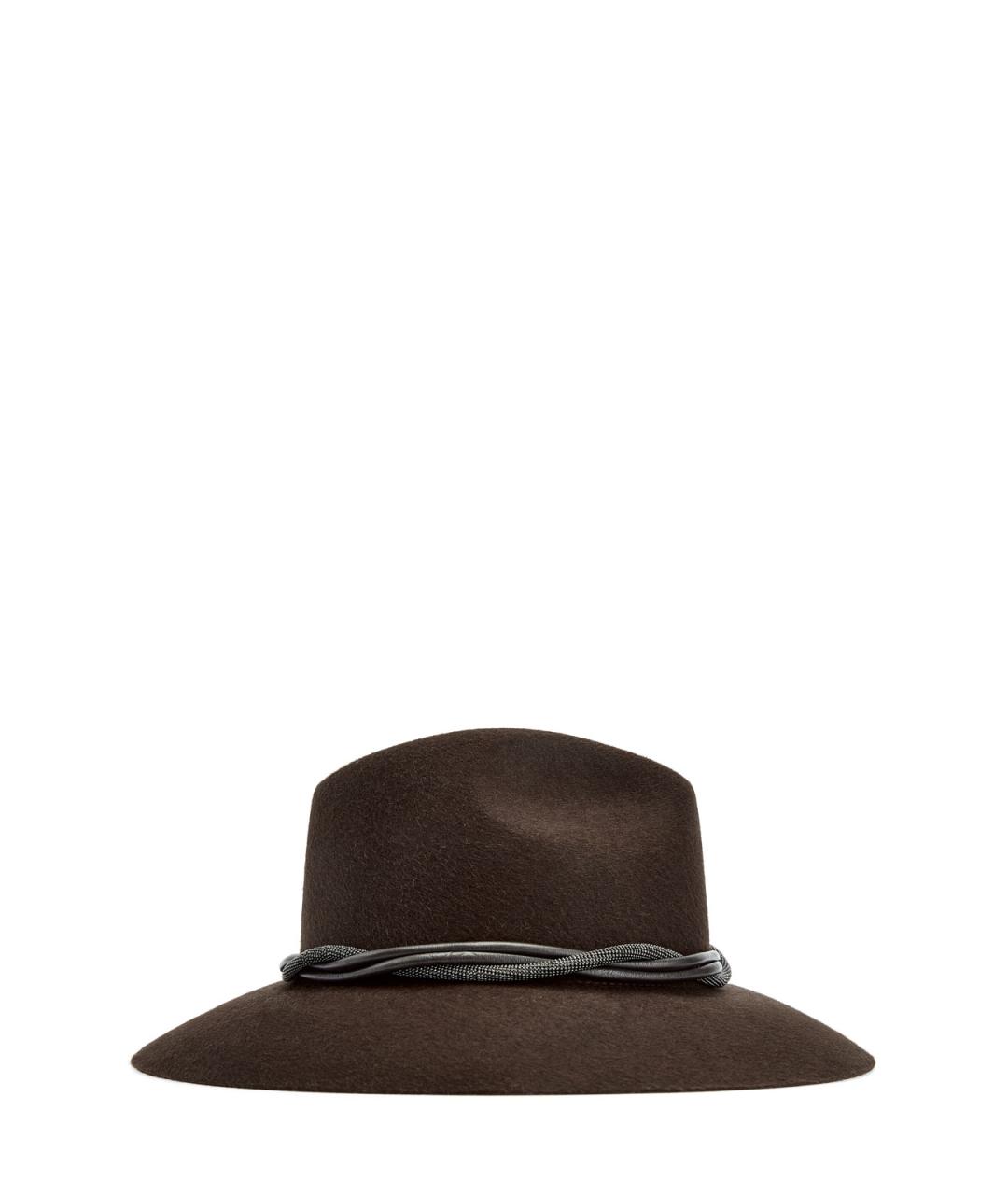 BRUNELLO CUCINELLI Коричневая шерстяная шляпа, фото 4