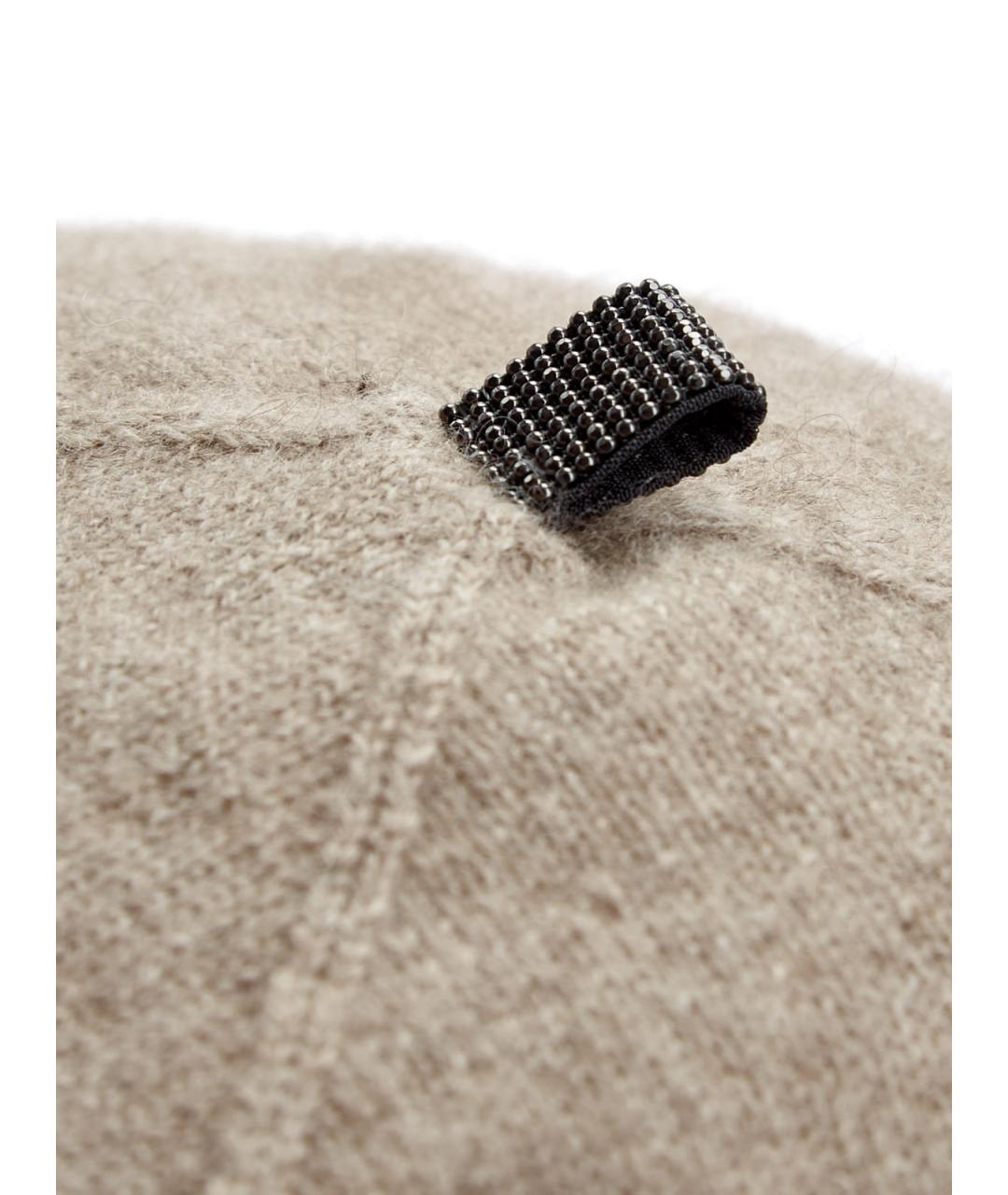 BRUNELLO CUCINELLI Бежевая кашемировая шапка, фото 4