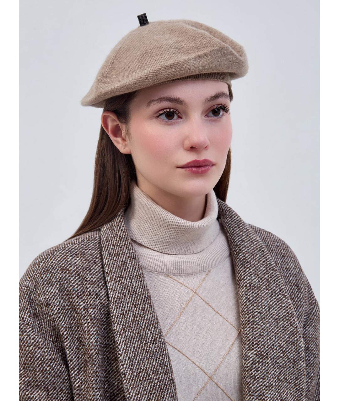 BRUNELLO CUCINELLI Бежевая кашемировая шапка, фото 2