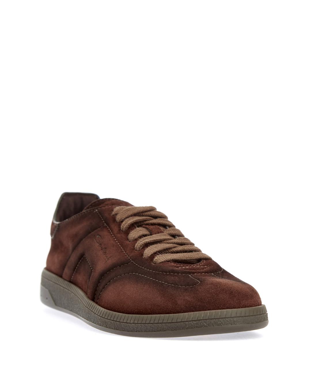 SANTONI Коричневые замшевые кеды, фото 3