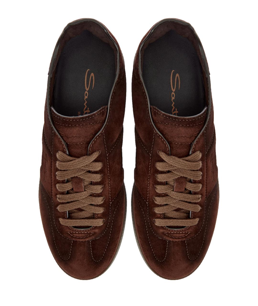 SANTONI Коричневые замшевые кеды, фото 5