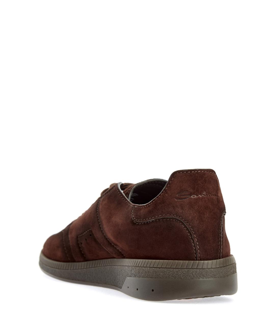 SANTONI Коричневые замшевые кеды, фото 4