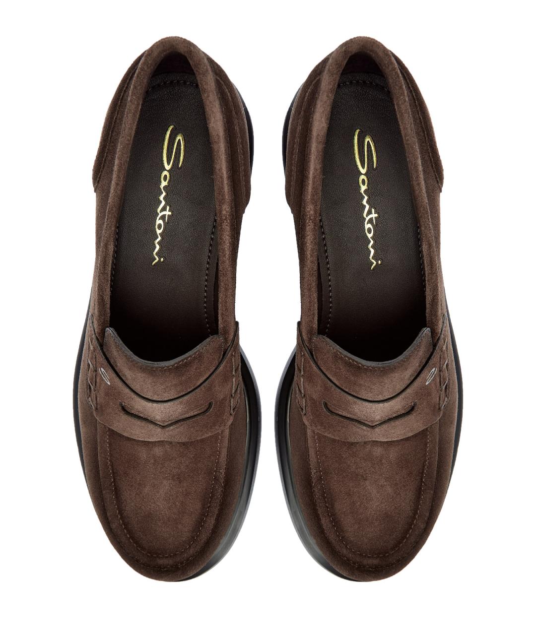 SANTONI Коричневые замшевые лоферы, фото 5