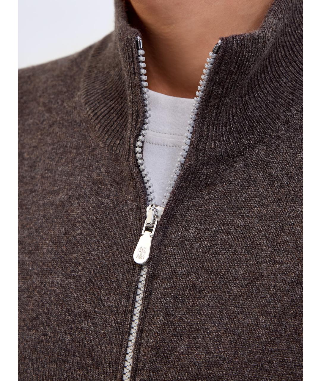 BRUNELLO CUCINELLI Коричневый кашемировый кардиган, фото 5