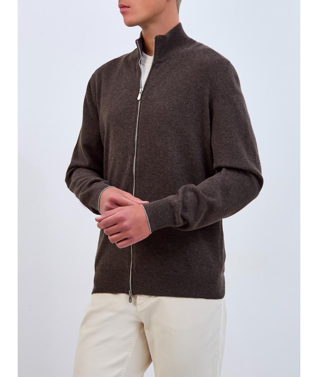 BRUNELLO CUCINELLI Коричневый кашемировый кардиган, фото 3