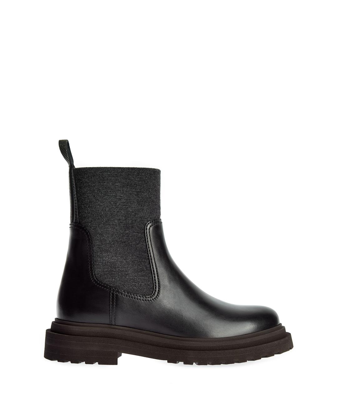 BRUNELLO CUCINELLI Черные кожаные ботинки, фото 1