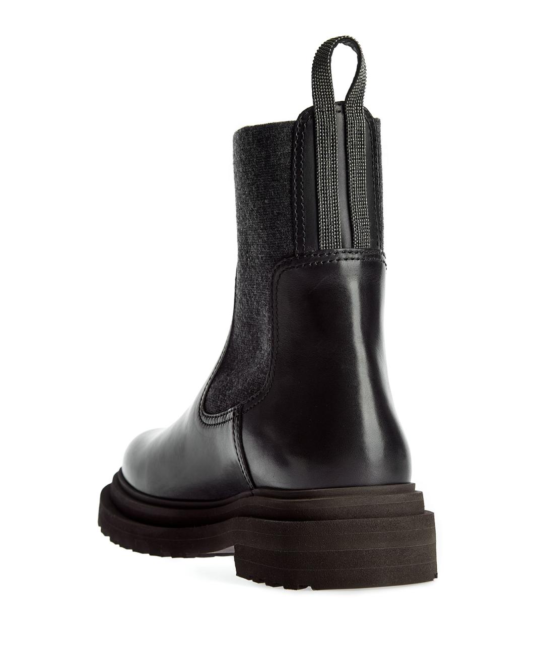 BRUNELLO CUCINELLI Черные кожаные ботинки, фото 4