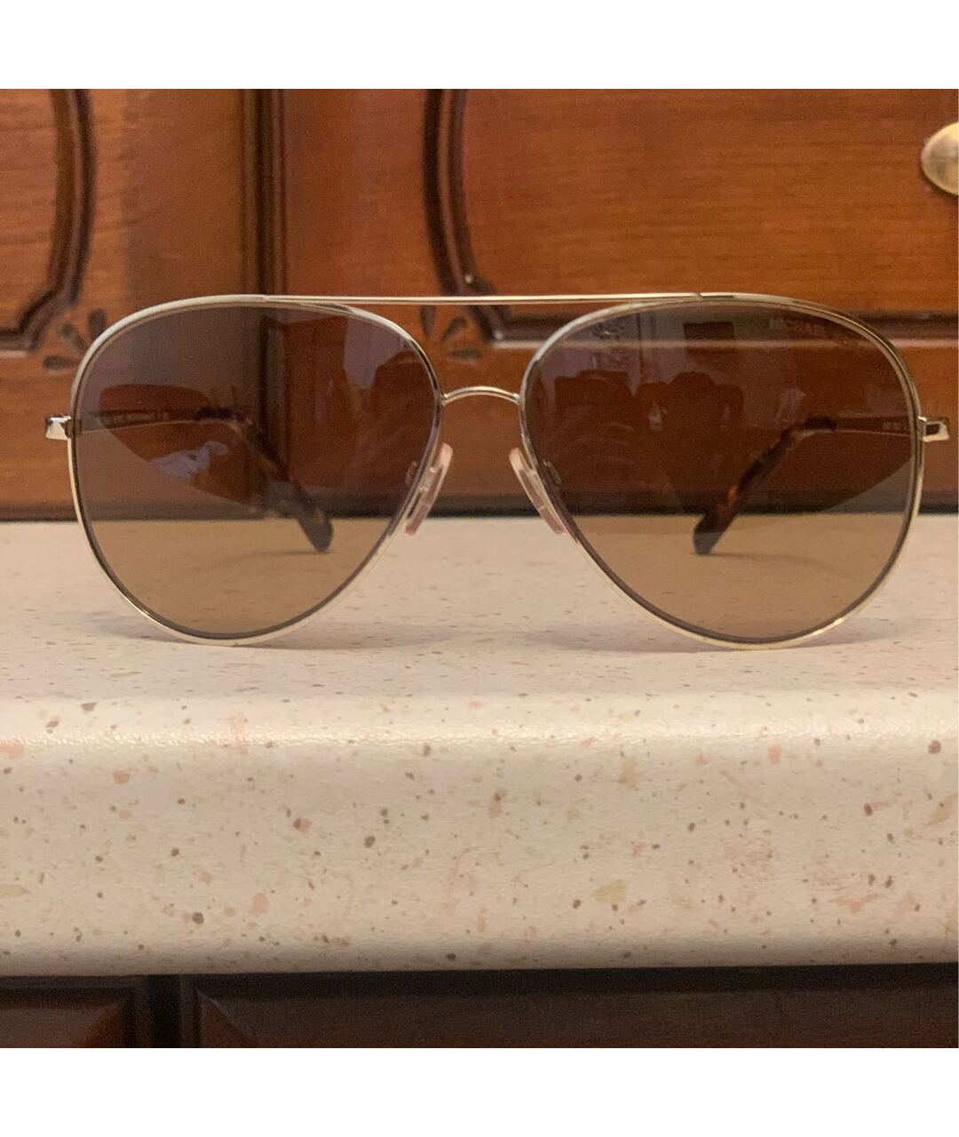 MICHAEL KORS Коричневые металлические солнцезащитные очки, фото 5