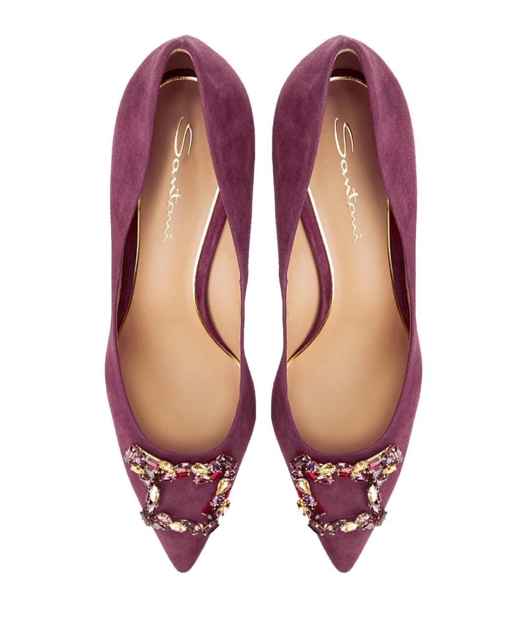 SANTONI Бордовые замшевые туфли, фото 5