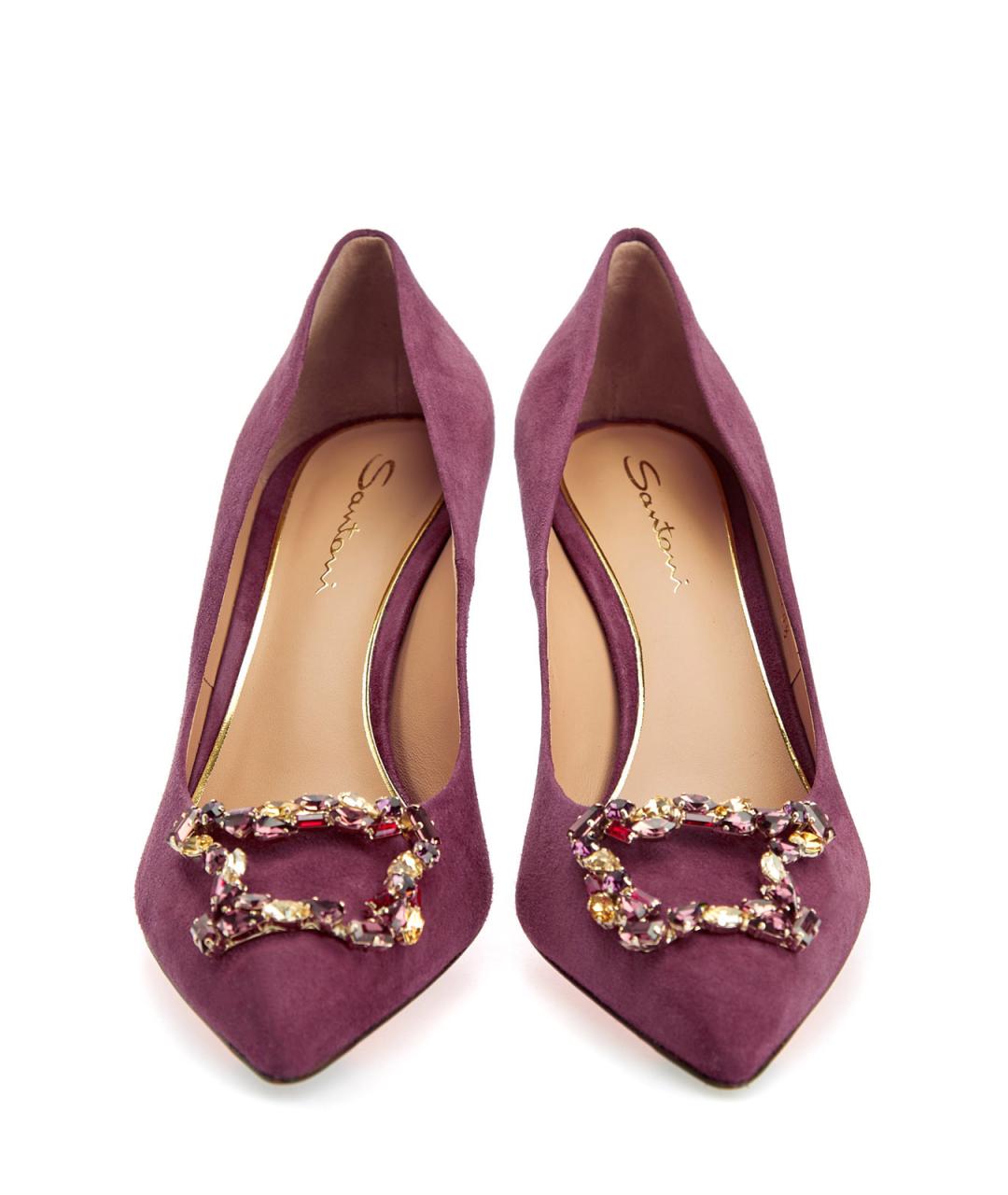 SANTONI Бордовые замшевые туфли, фото 6