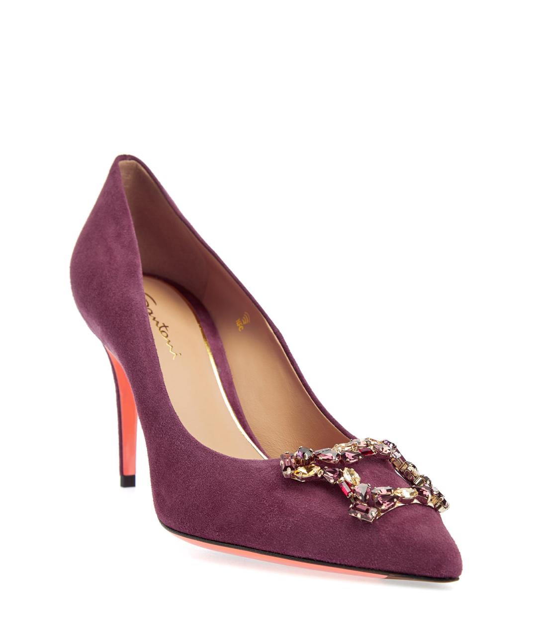 SANTONI Бордовые замшевые туфли, фото 3