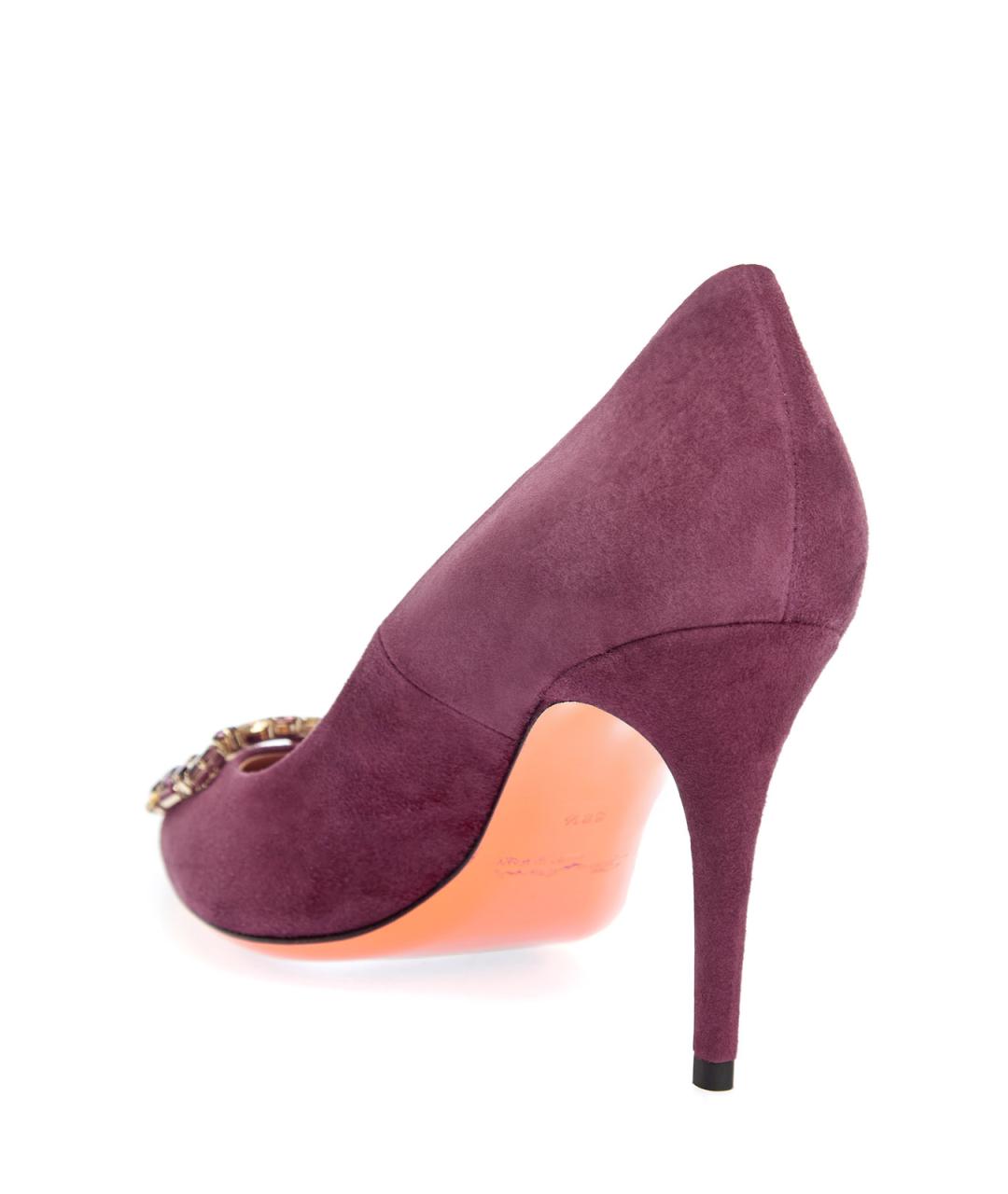 SANTONI Бордовые замшевые туфли, фото 4