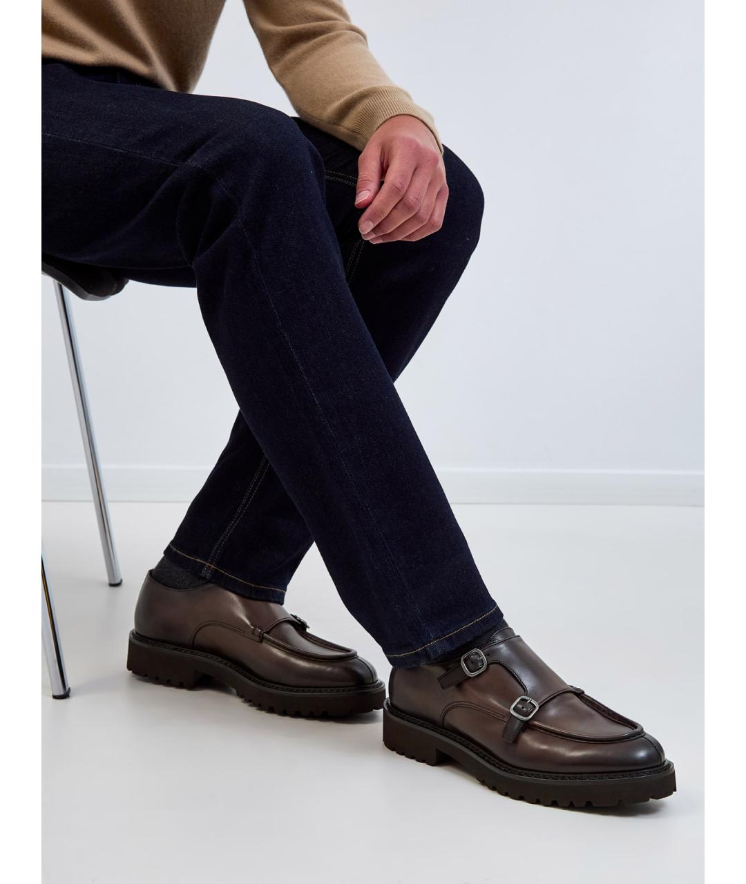 DOUCAL'S Коричневые кожаные низкие ботинки, фото 2