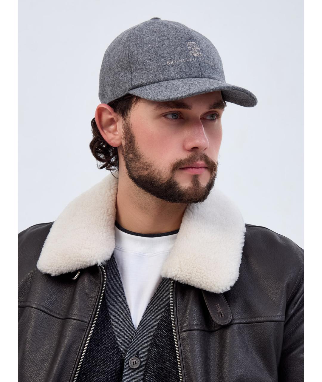BRUNELLO CUCINELLI Серая шерстяная кепка/бейсболка, фото 2