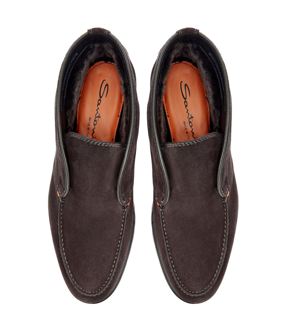SANTONI Коричневые замшевые низкие ботинки, фото 5