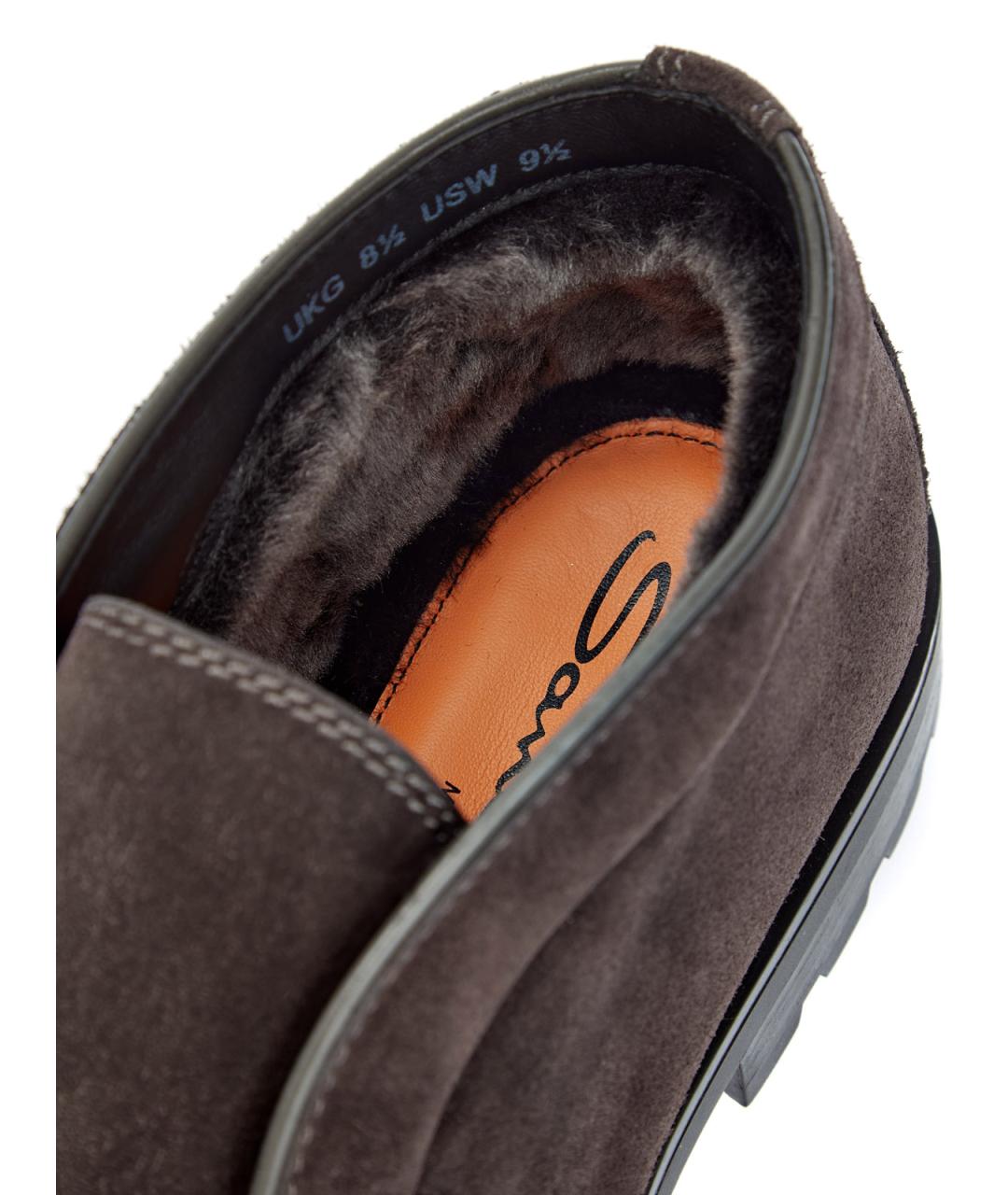 SANTONI Коричневые замшевые низкие ботинки, фото 7