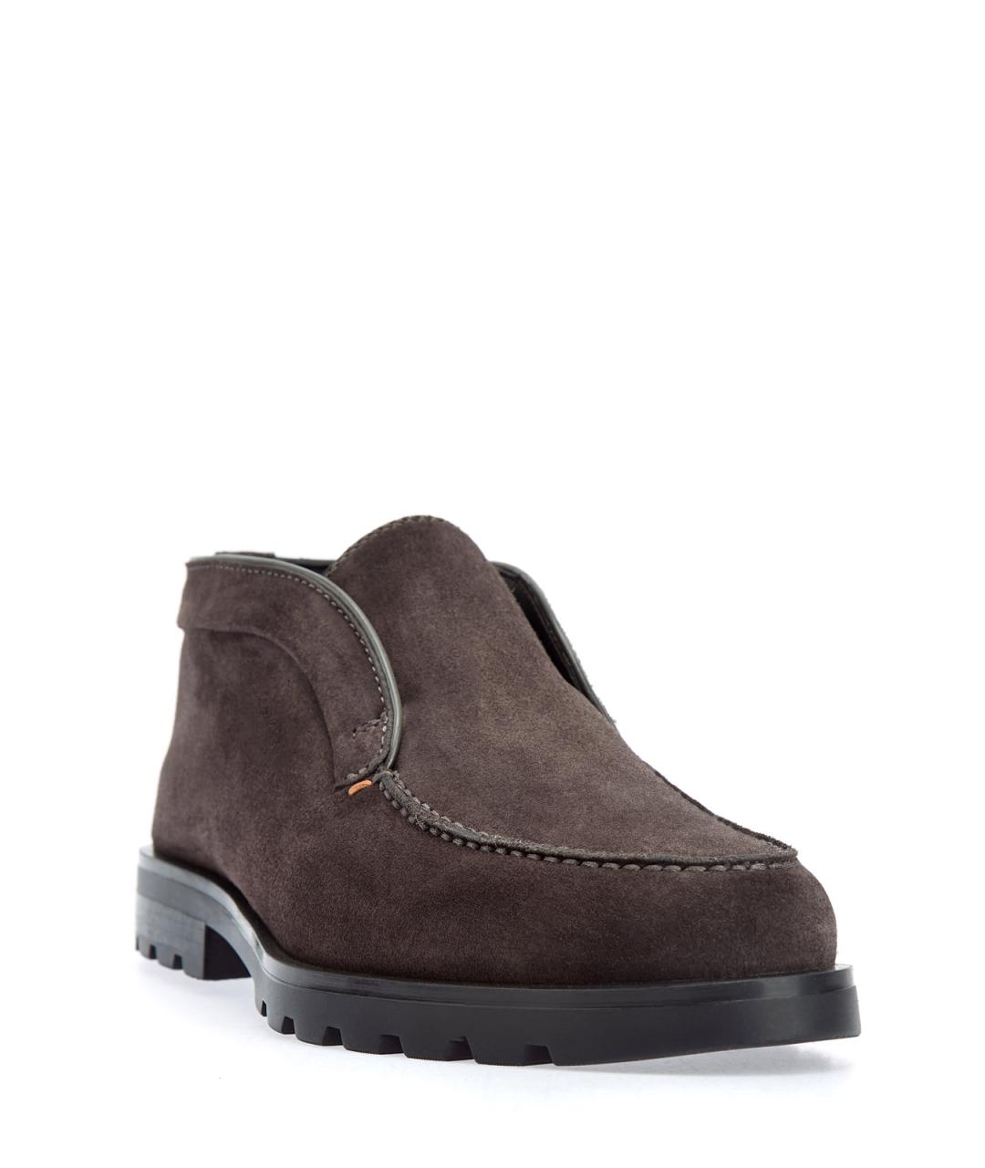 SANTONI Коричневые замшевые низкие ботинки, фото 3