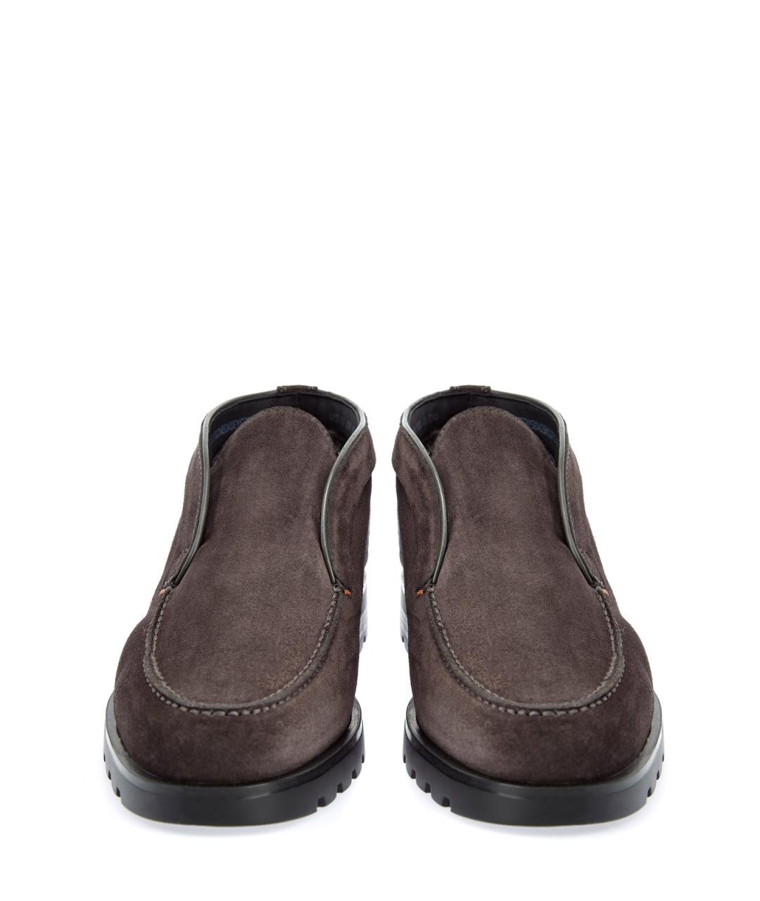 SANTONI Коричневые замшевые низкие ботинки, фото 6