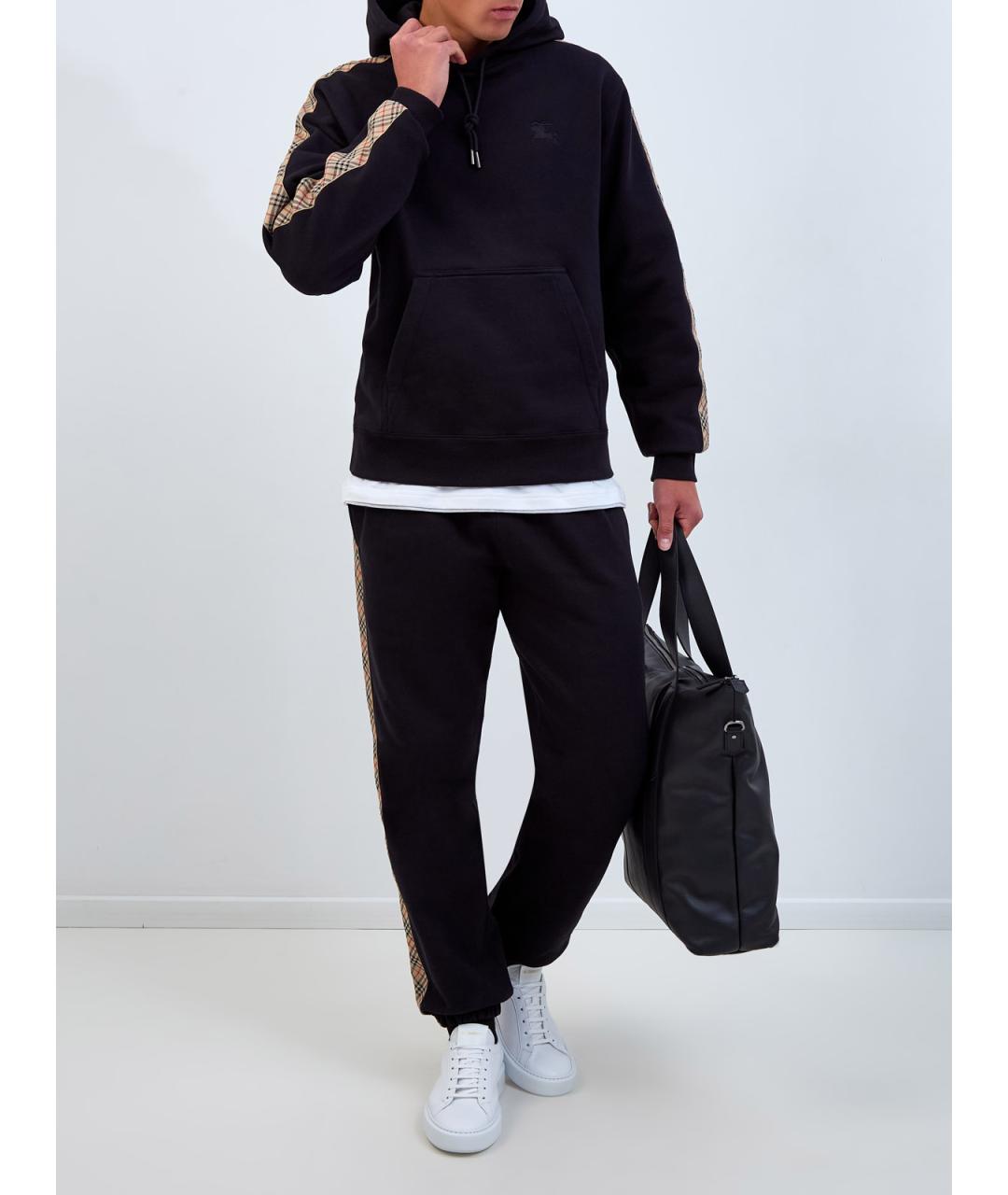 BURBERRY Черные хлопковые повседневные брюки, фото 2